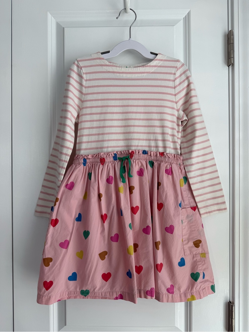 Mini Boden Kids' Hotchpotch Dress In Boto Pink Confetti Heart Size 6-7Y